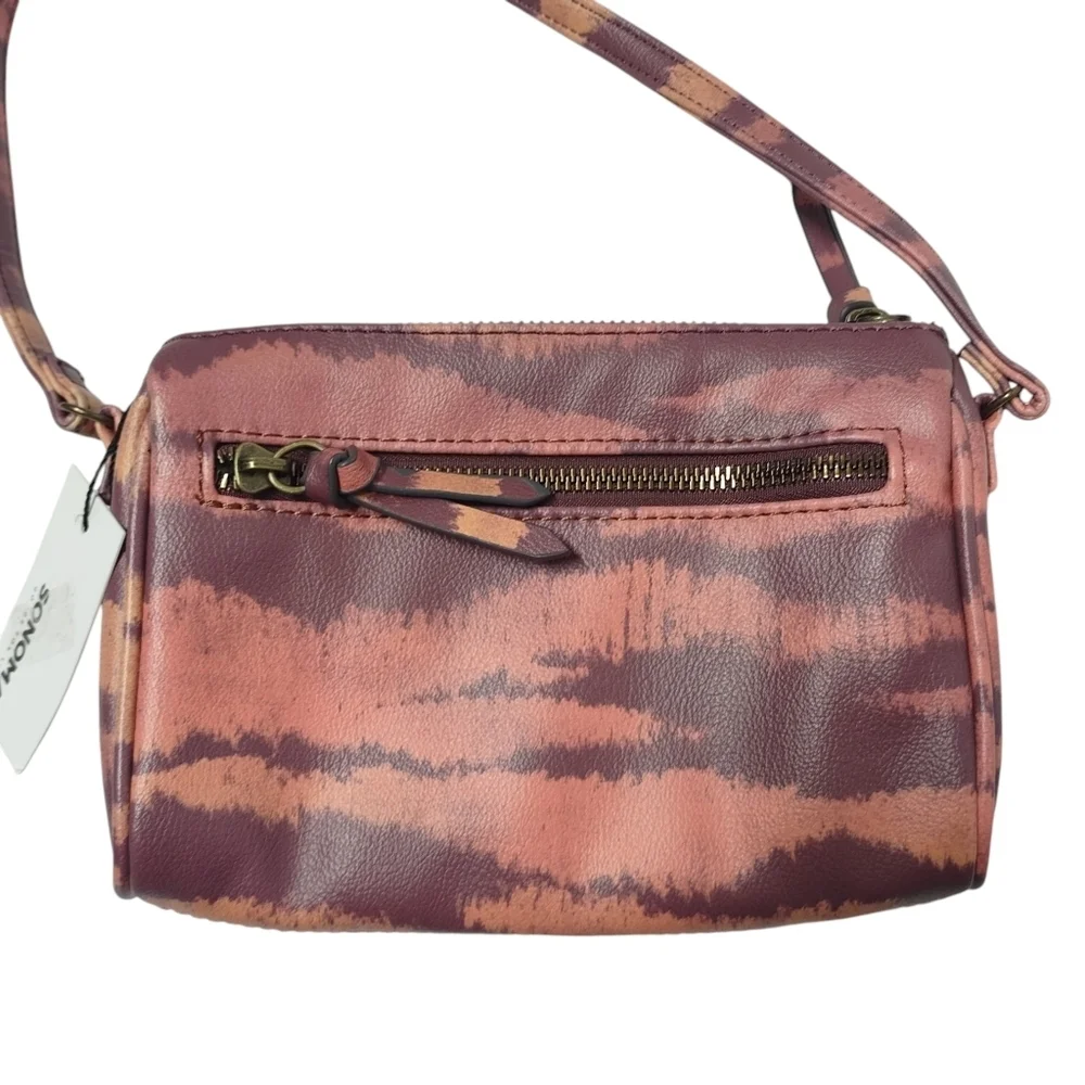 Sonoma Women's Orange Black Faux Leather Crossbody Bag Small NWT